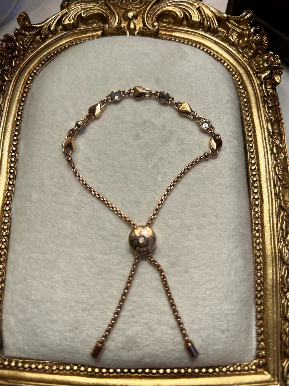 Michael Kors Rose Gold Heart Link Bracelet with Crystals